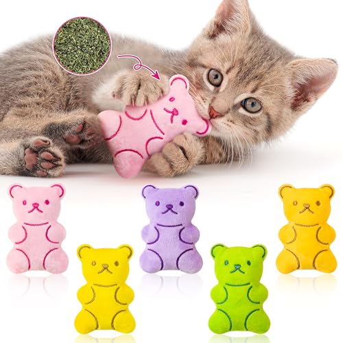 MALLMALL6 Catnip Toys for Cat - 5Pcs Christmas Gingerbread Catmint Interactive Cat Toy for Indoor Kitten, Soft Kitty Supplies, Kitten Teething Chew Kick Toy Set, Pet Xmas Gifts for Kitty Lover