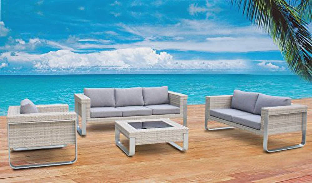 Infinity MOLR Set Modern Contemporary Outdoor Living Patio Furniture; Rattan Wicker & Aluminum Combination (4 Piece Set)