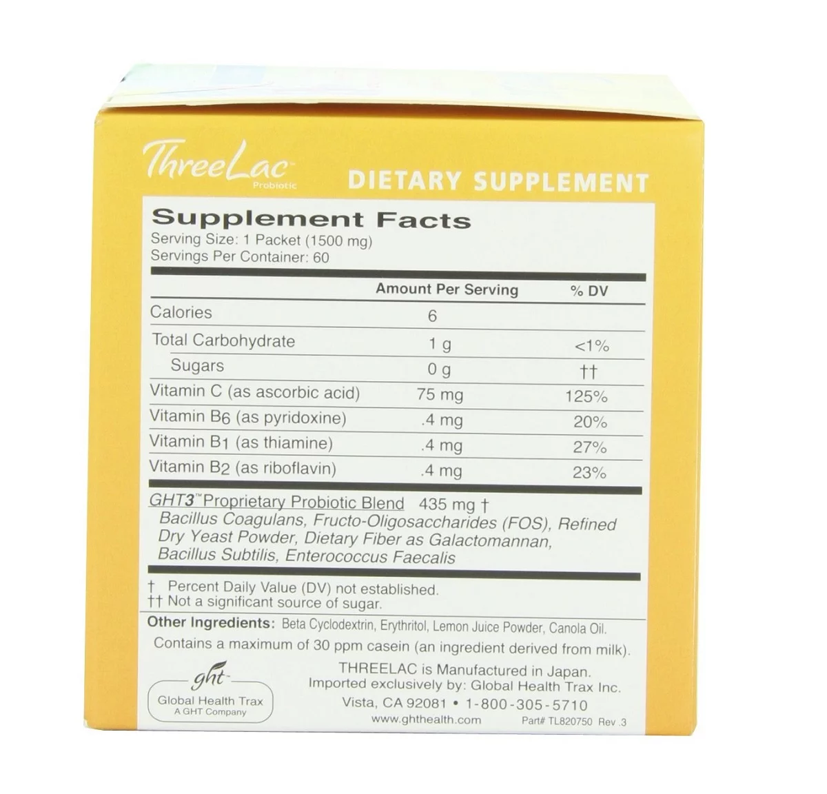 Threelac GHT Threelac Probiotic, 60 ea