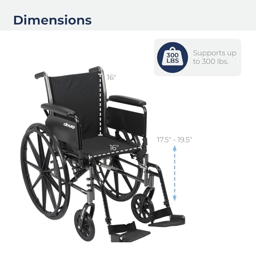 Drive Medical Cruiser III Light Weight Wheelchair with Flip Back Removable Arms, Desk Arms, Swing Away Footrests, 20'' Seat