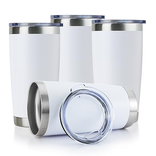 DOMICARE 20oz Stainless Steel Tumbler Bulk with Lid, Double Wall Vacuum Insulated Travel Mug, Powder Coated Coffee Cup, Powder Black, 8 Pack