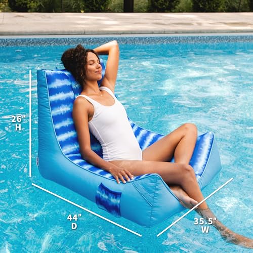Big Joe Captain's Float No Inflation Needed Pool Lounger, Double Sided Mesh, Quick Draining Fabric