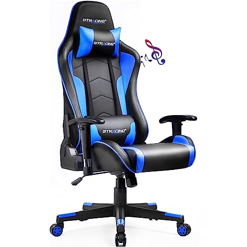 GTRACING Gaming Chair with Speakers Bluetooth Music Video Game Chair Audio Ergonomic Design Heavy Duty Office Computer Desk Chair (Black)