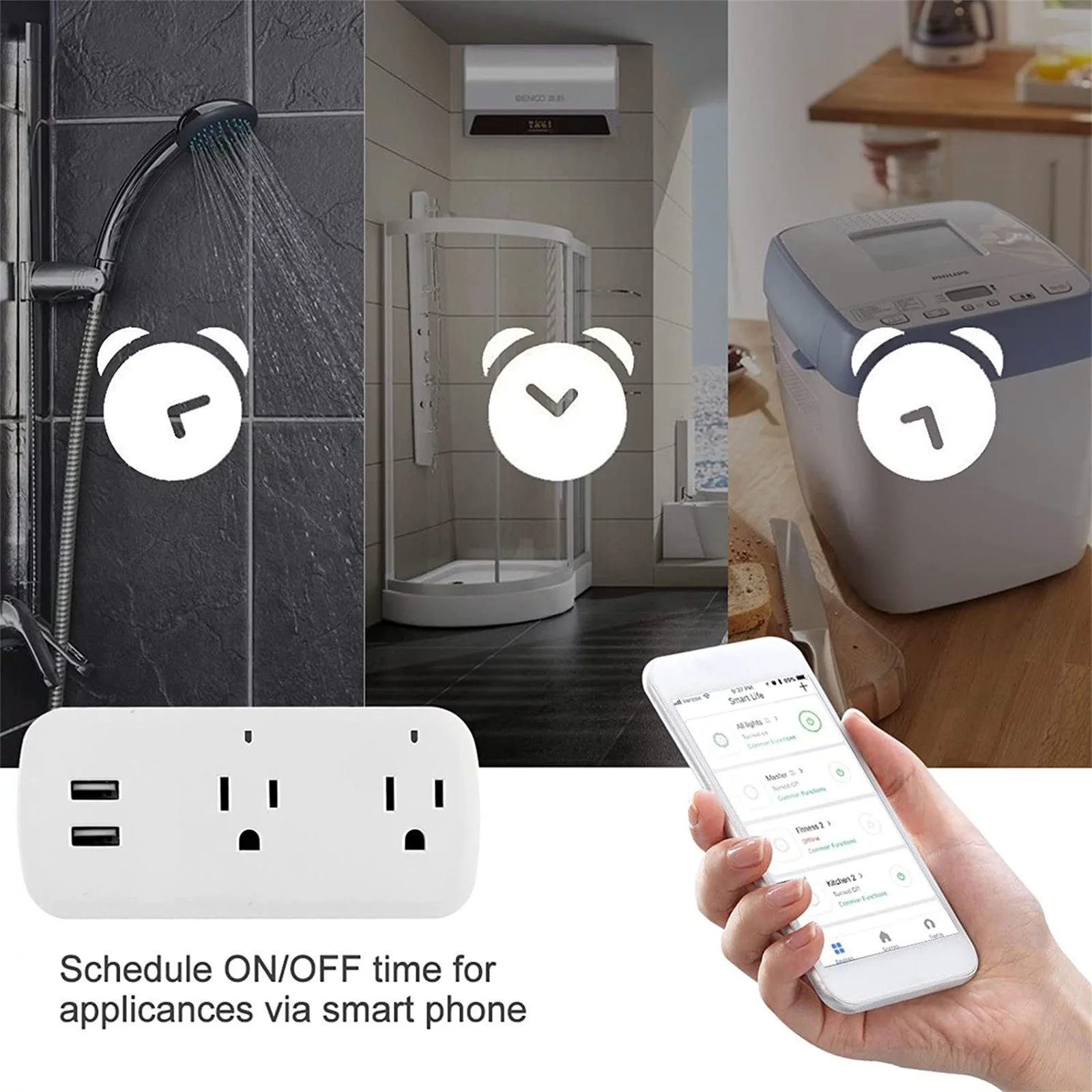 WANYNG WiFi Smart Plug Works With Alexa Can Remote Control And Timer Function 16A Smart Plug Has 2 Outlets No Hub Required