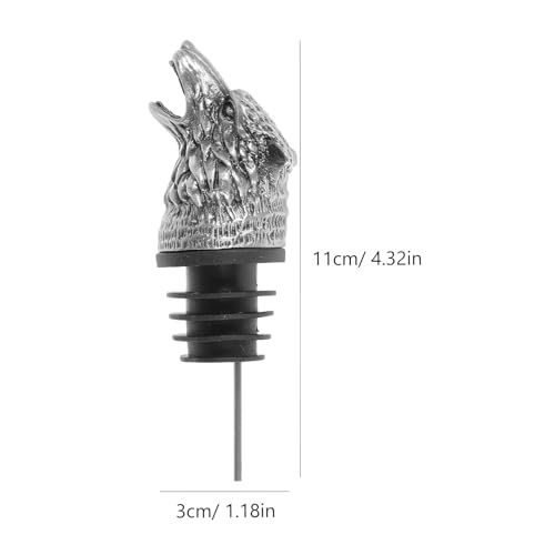 Wolf Head Wine Pourer - Unique Alloy Aerator and Stopper for Wine and Liquor Creative Silver Animal Design for Bar and Home Use