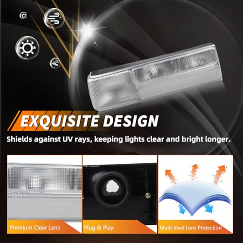 Tail Light Compatible with Fo-rd Mus-tang 1987-1993, [DOT] [Waterproof] Brake Rear Lamp with Housing (Left + Right), Replace OEM #‎E7ZZ-13404-A, E7ZZ-13405-A, FO2801168, FO2800168, Smoked Lens