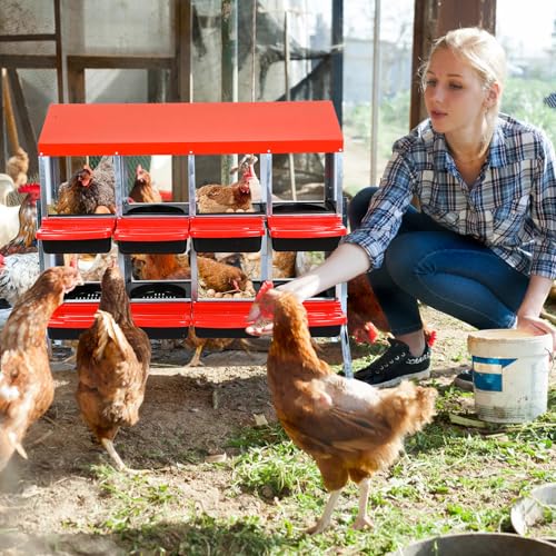 Chicken Nesting Box, 10 Hole 2 Layer Hen Nest Box with Legs, Roll Away Eggs Laying Boxes,Cleanable Pull Out Hen Roosting Boxes