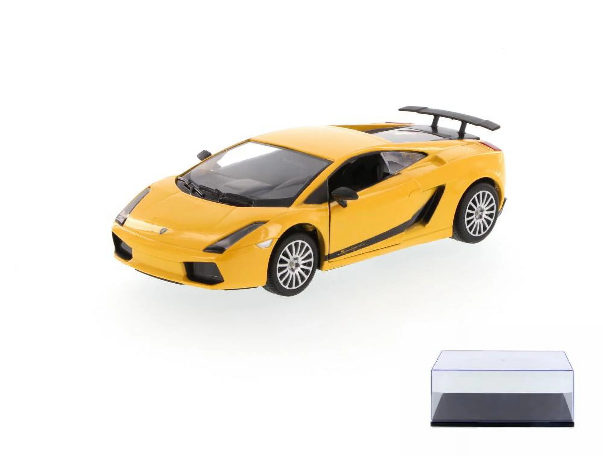 Diecast Car & Display Case Package - Lamborghini Gallardo Superleggera, Yellow - Motormax 73346 - 1/24 scale Diecast Model Toy Car w/Display Case