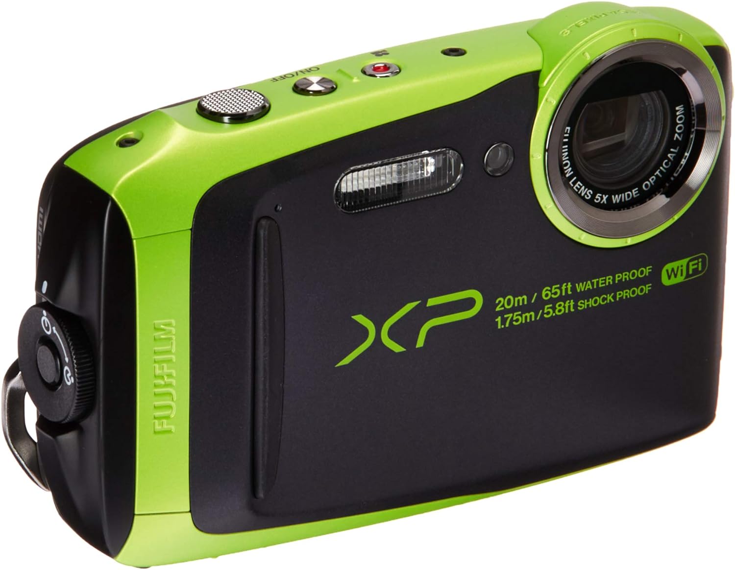 Fujifilm 600019756 FinePix XP120 Shock & Waterproof Wi-Fi Digital Camera, Black/Lime Green