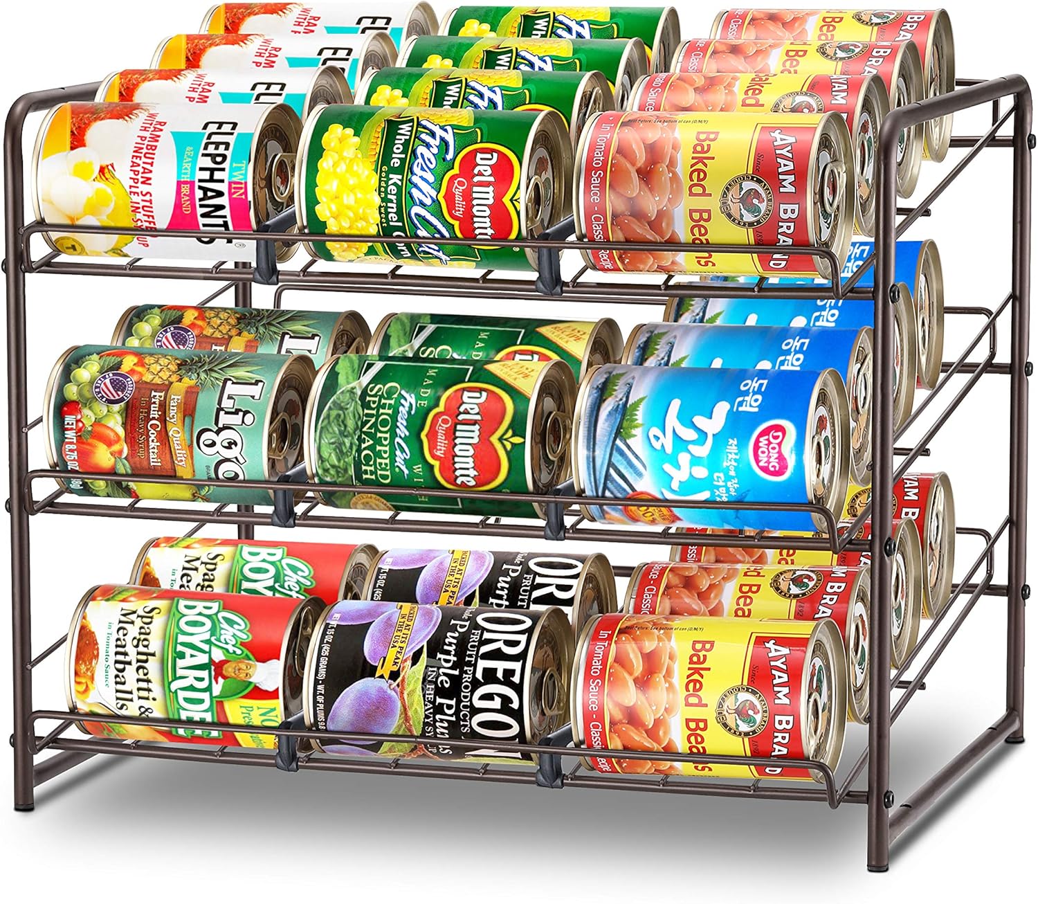 2 Pack Simple Trending Can Rack Organizer, Stackable Can Storage Dispenser Holds up to 72 Cans for Kitchen Cabinet or Pantry, Chrome