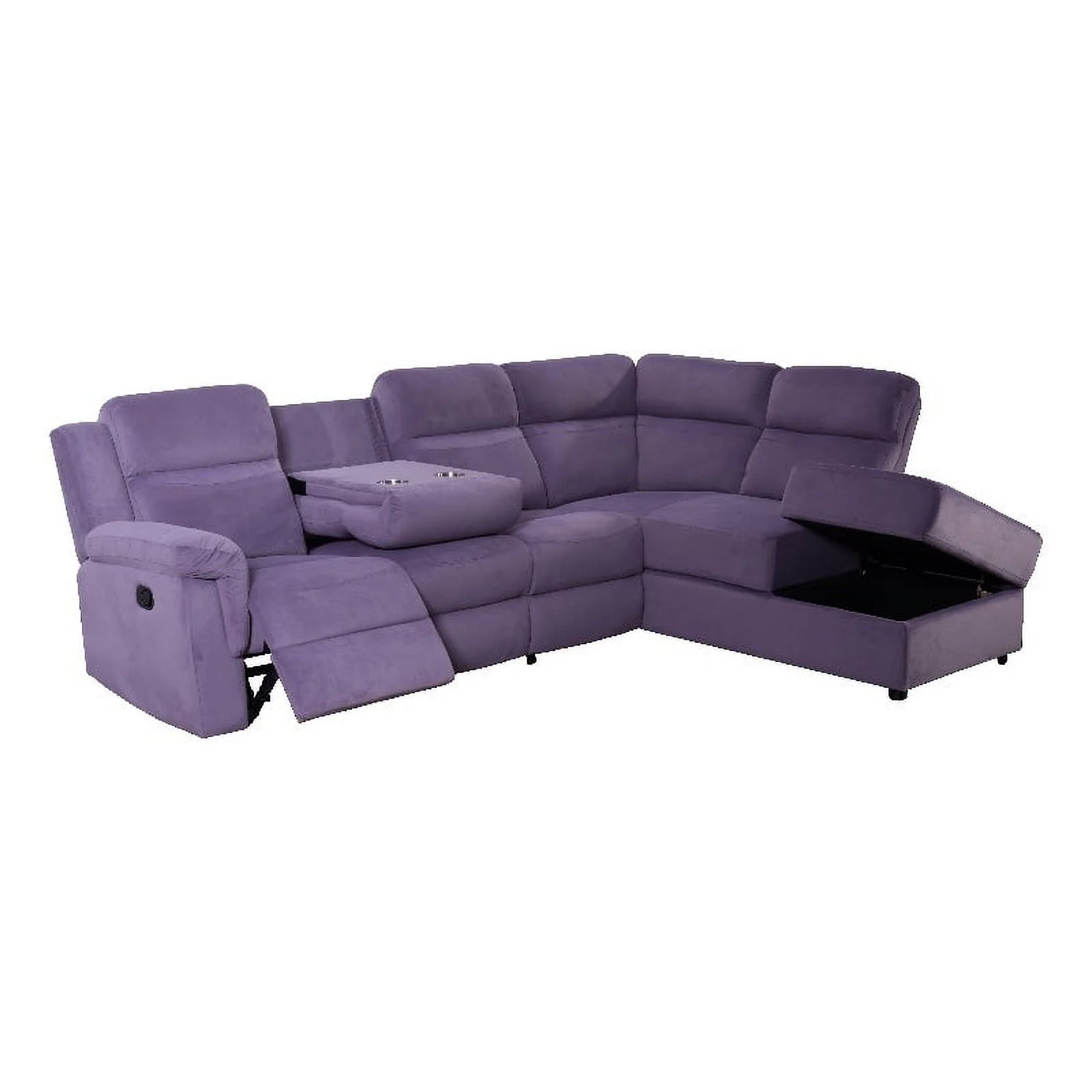 Pemberly Row 111.4'' Comfortable Recliner Sectional Storage Sofa in Thistle