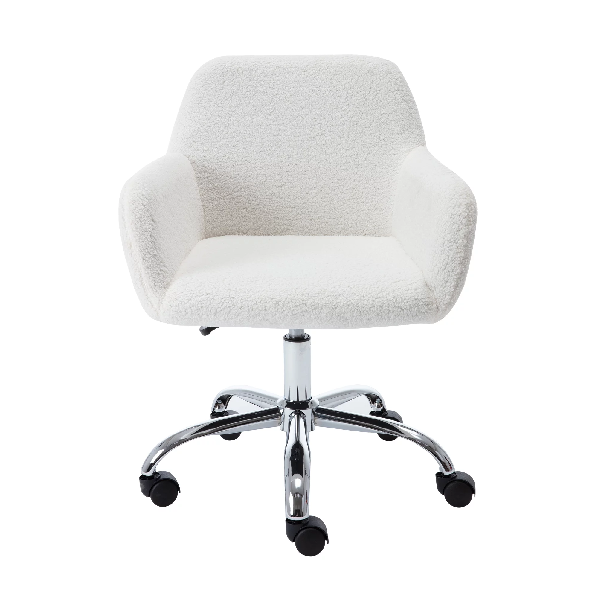 Rustic Sherpa Office Chair, Ivory