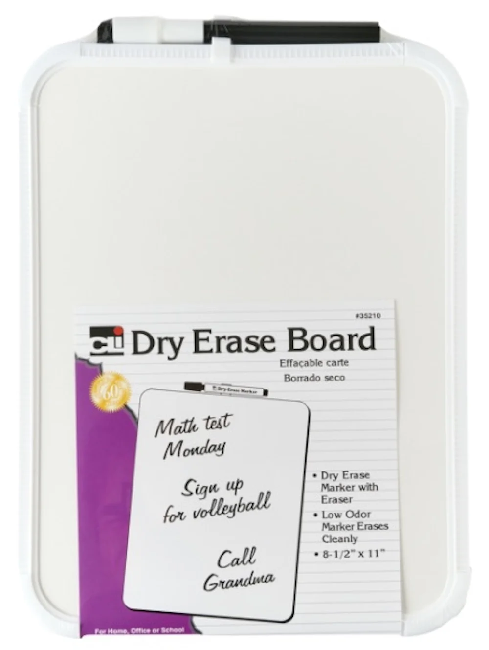 Charles Leonard 8.5 X 11 in. Plastic Framed Dry-Erase Board, White (Pack of 12)