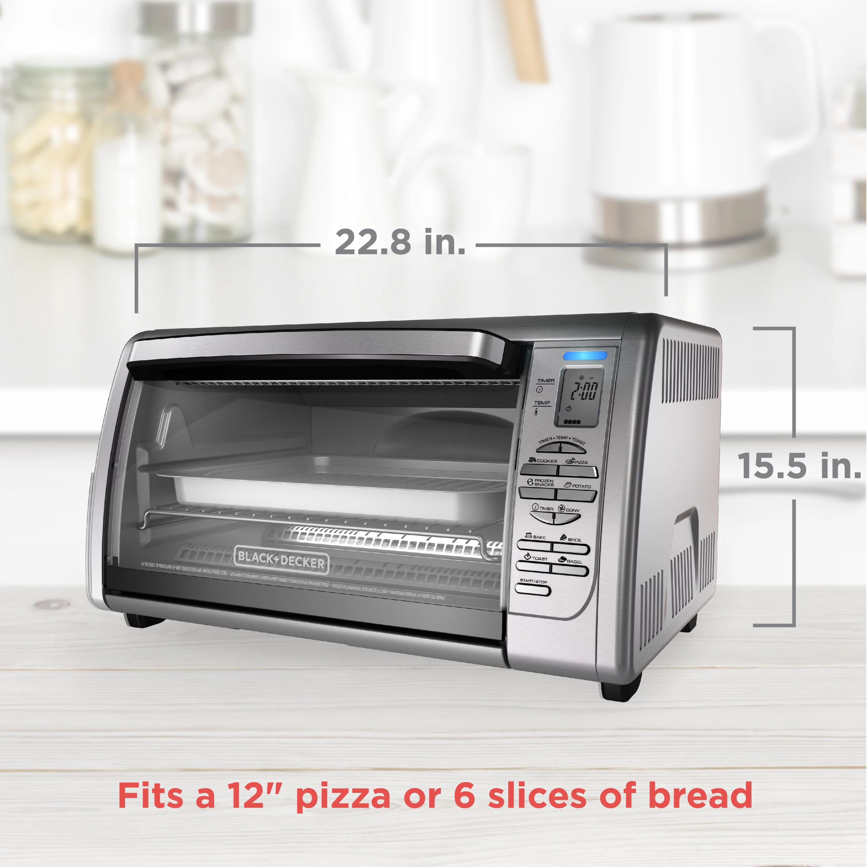 BLACK+DECKER Countertop Convection Toaster Oven, Stainless Steel, CTO6335S