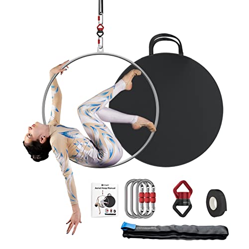 Aerial Hoop Set - Professional Aerial Lyra Hoop Equipment - Fully Strength Tested 500lbs Aerial Ring with Rigging Kit, Tape, Storage Bag