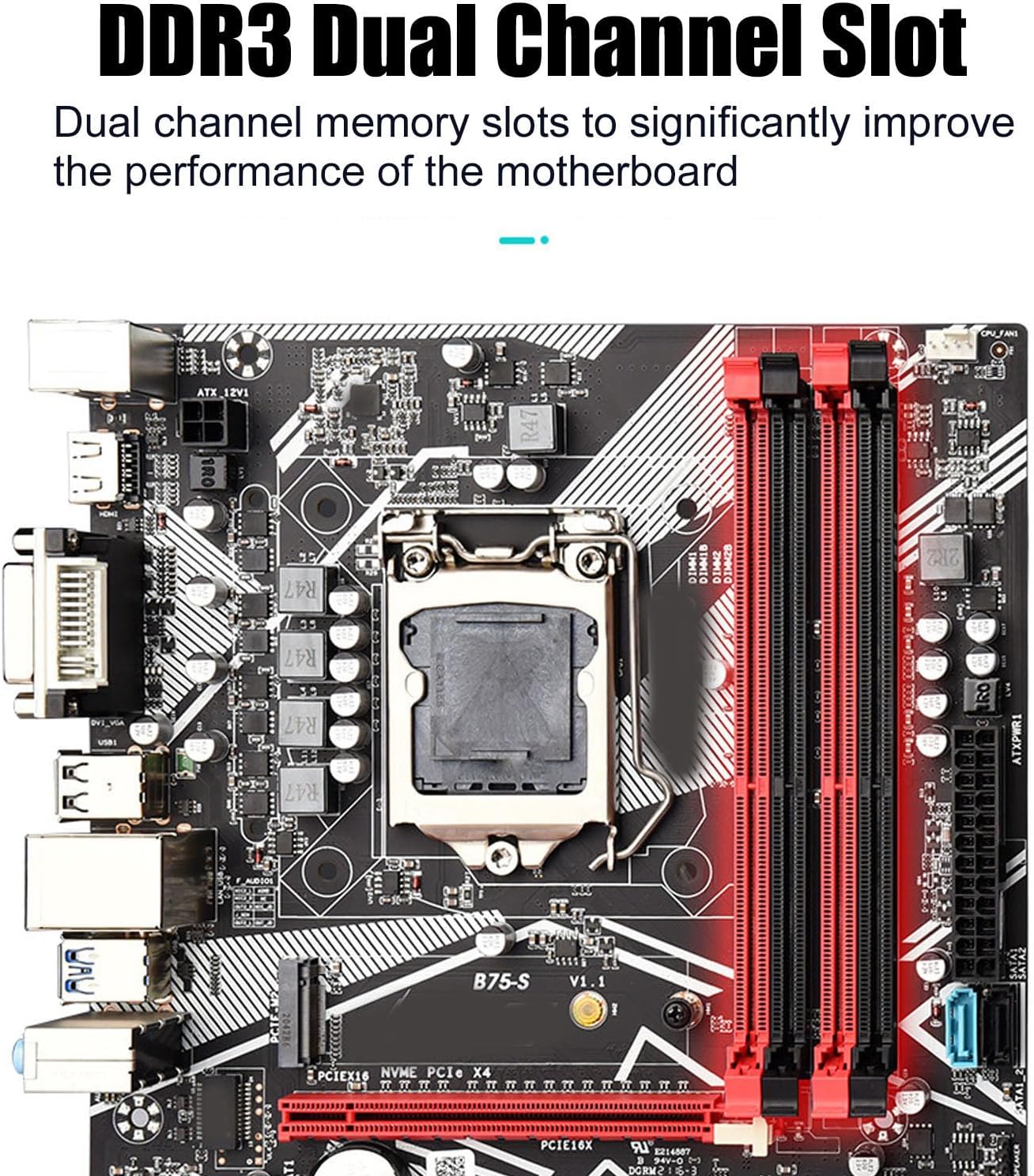 ATX Motherboard 64GB DDR3 LGA1155 Computer Motherboard with SATA3.0, 4 USB3.0, 6 USB2.0, Gigabit NIC, PCIEX16 Graphics Card Slot