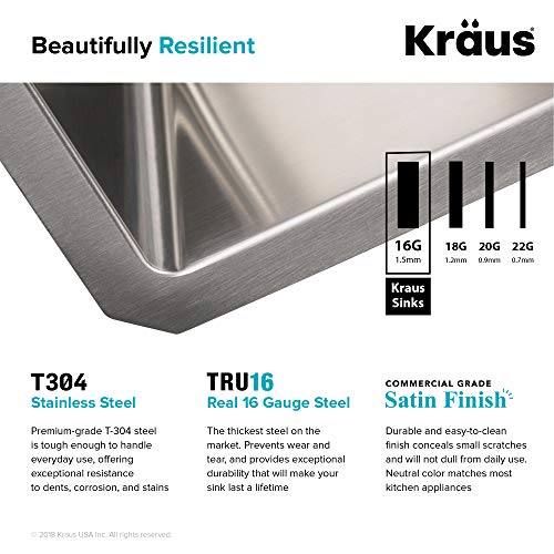 KRAUS Standart Pro 32 Inch 18-Gauge Stainless Steel Scullery Sink, 24 Gallon Freestanding Commercial Style Single Bowl Laundry & Utility Sink, KHS230-32