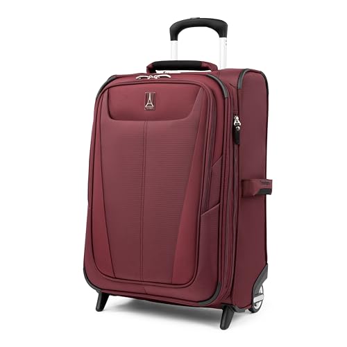 Travelpro Maxlite 5 Softside Expandable Upright 2 Wheel Carry on Luggage, Lightweight Suitcase, Men and Women, Burgundy, Carry On 22-Inch