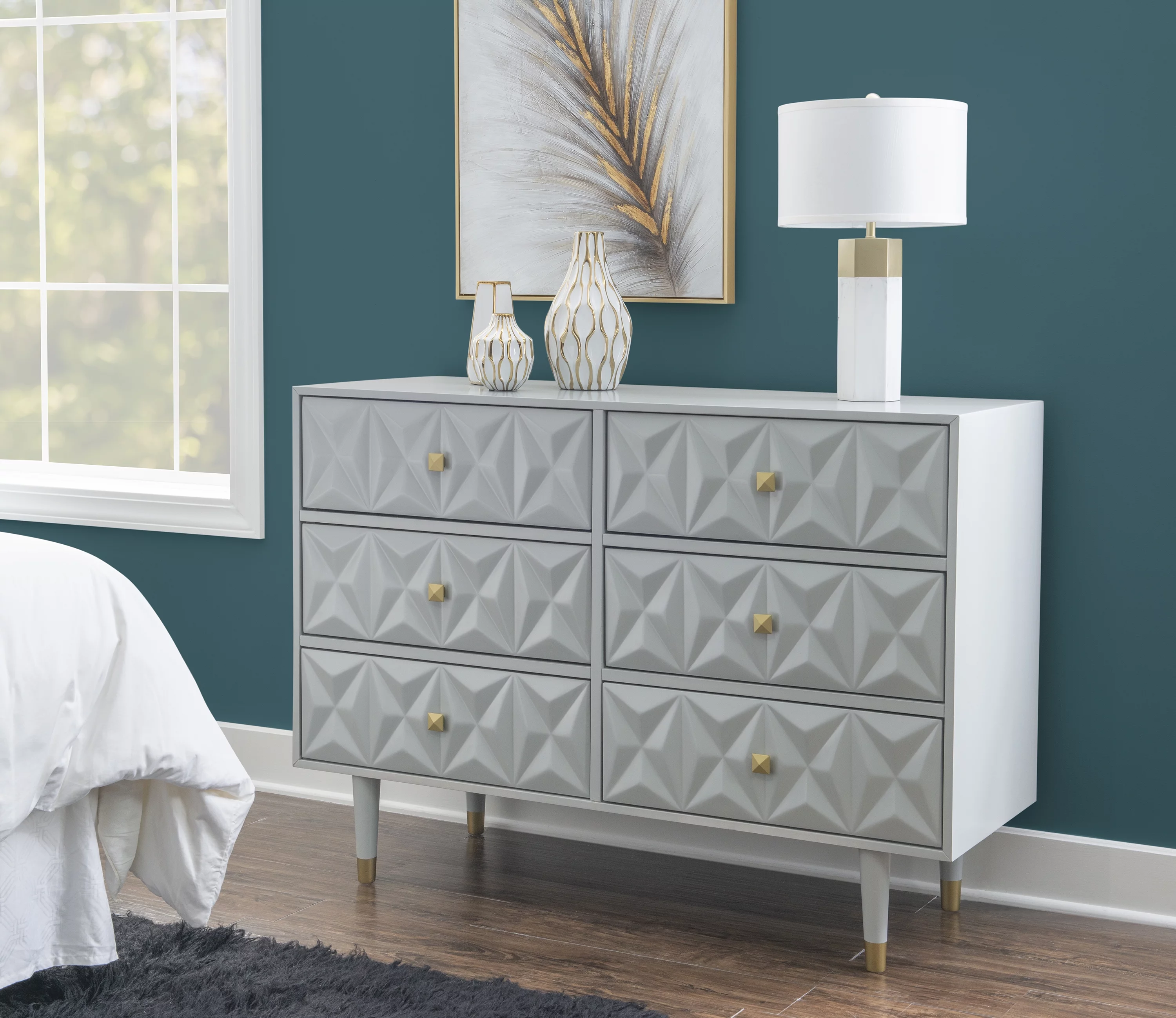 Linon Geo 6-Drawer Dresser - White