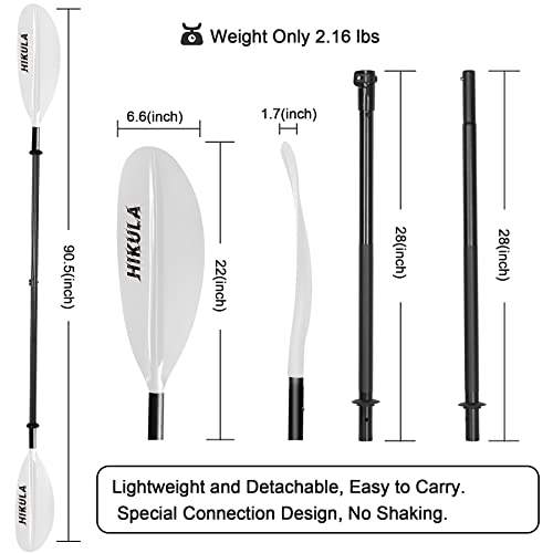Kayak Paddle 4 Pieces Aluminum Shaft and PP Blade Floating 86.6in/220cm, 90.5inch/230cm Lightweight Oars