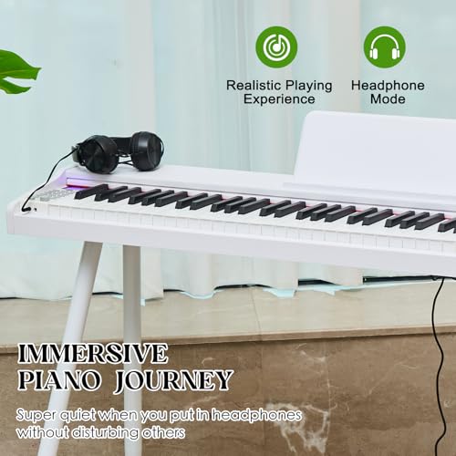 digital Piano 88 Key Semi Weighted Keyboard,Full-size Electric Piano for Beginners,with Sheet Music Stand,Pedal,Power Adapter,Headphone Mode,USB-MIDI (KU-3506 Digital Piano with Stand)