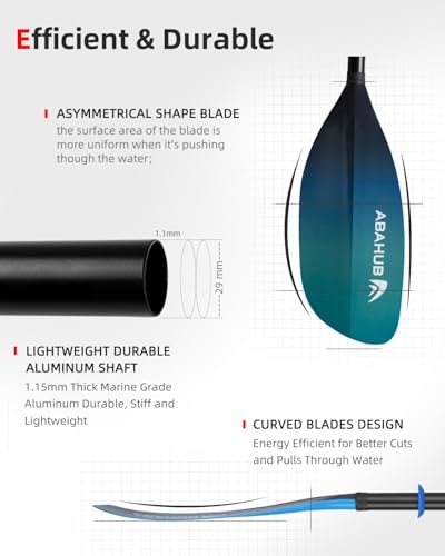 Abahub Adjustable Kayak Paddle 210-230 cm/ 230-250 cm Floating Kayaking Oars Boating Oars Canoeing Oars Black