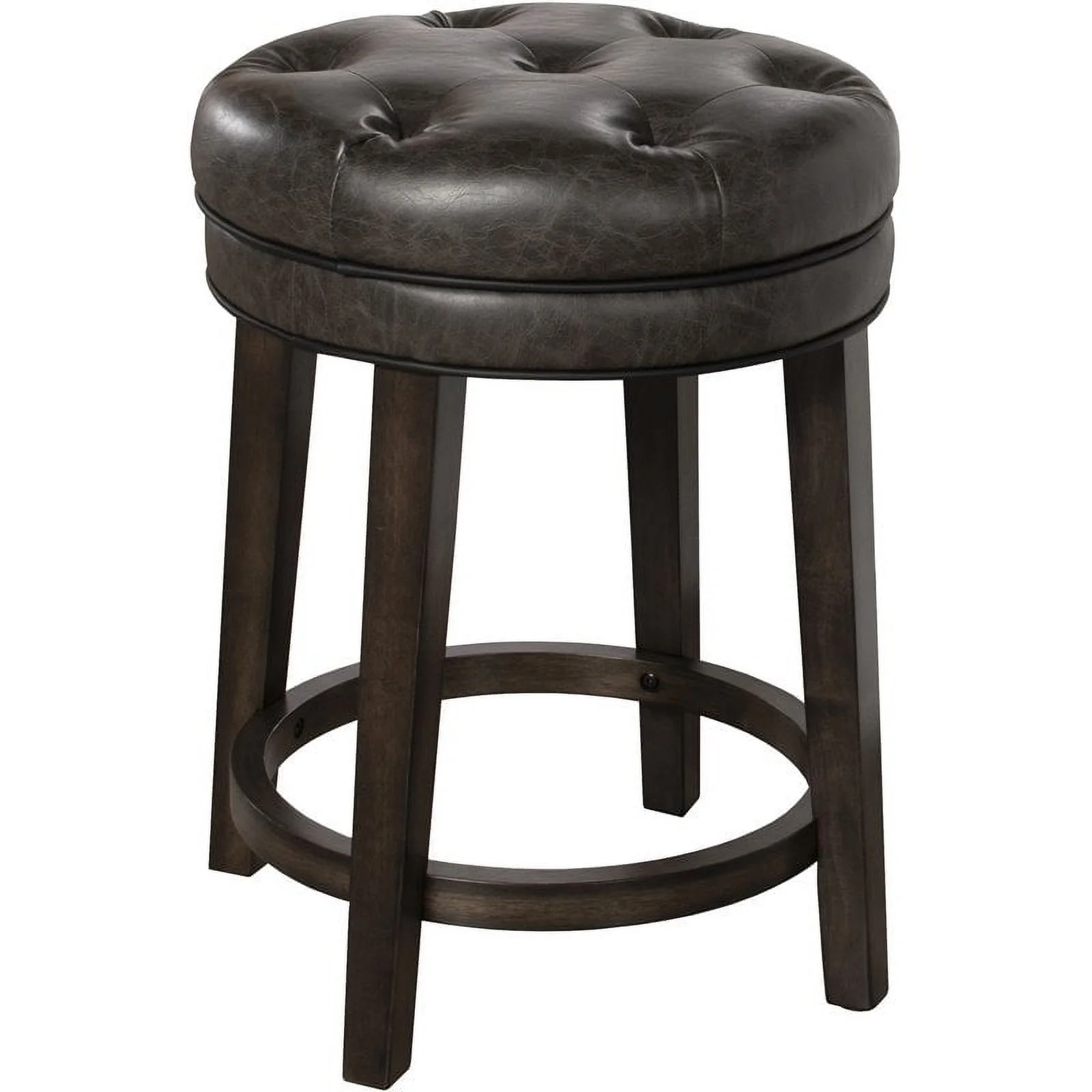 Hillsdale Furniture Krauss Wood Backless Counter Height Upholstered Swivel Stool, Charcoal Gray