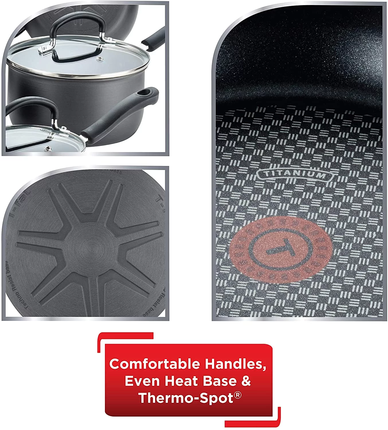 YHZCY Ultimate Hard Anodized Nonstick Cookware Set 12 Piece Pots and Pans, Dishwasher Safe Grey