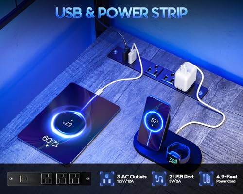 MOTPK L Shaped Gaming Desk with Shelf & 4 Drawers, 43