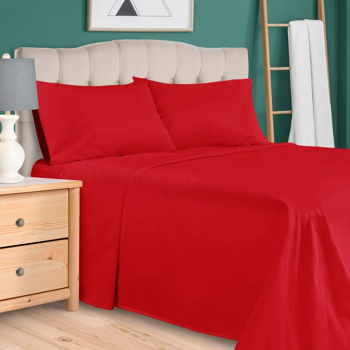 Superior Egyptian Cotton 300 TC Sheet Set, Red, Full