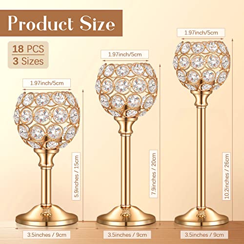 Qunclay 18 Pieces Crystal Candle Holders Bulk Candle Stick Holder Centerpieces for Table Wedding Centerpieces Crystal Decorative Tealight Dining Table Decor for Party(Black)