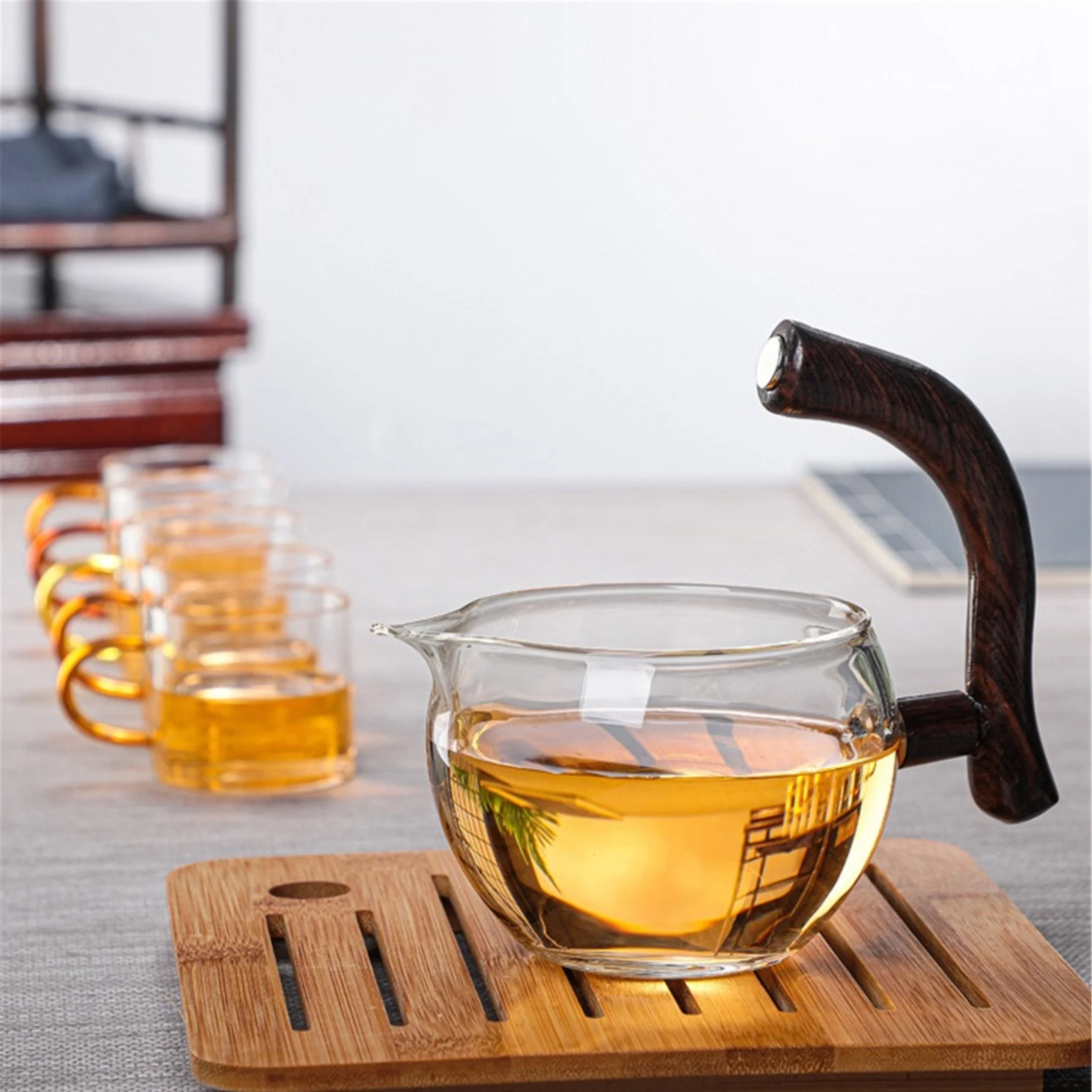 Fire Kirin Lazy Kungfu Glass Tea Set Semi Automatic Clear Tea Pot Set