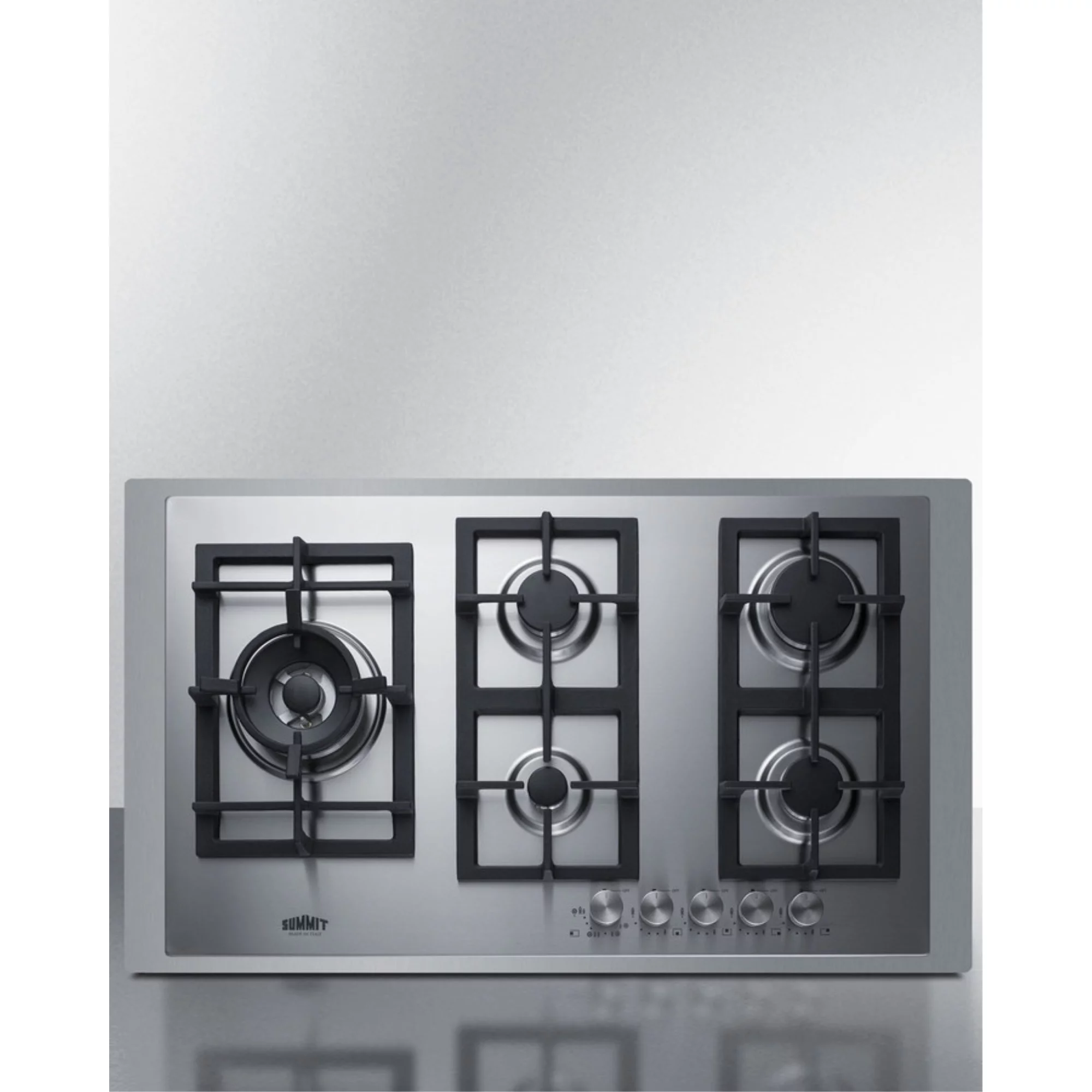 5-burner gas cooktop made in Italy in stainless steel with 36