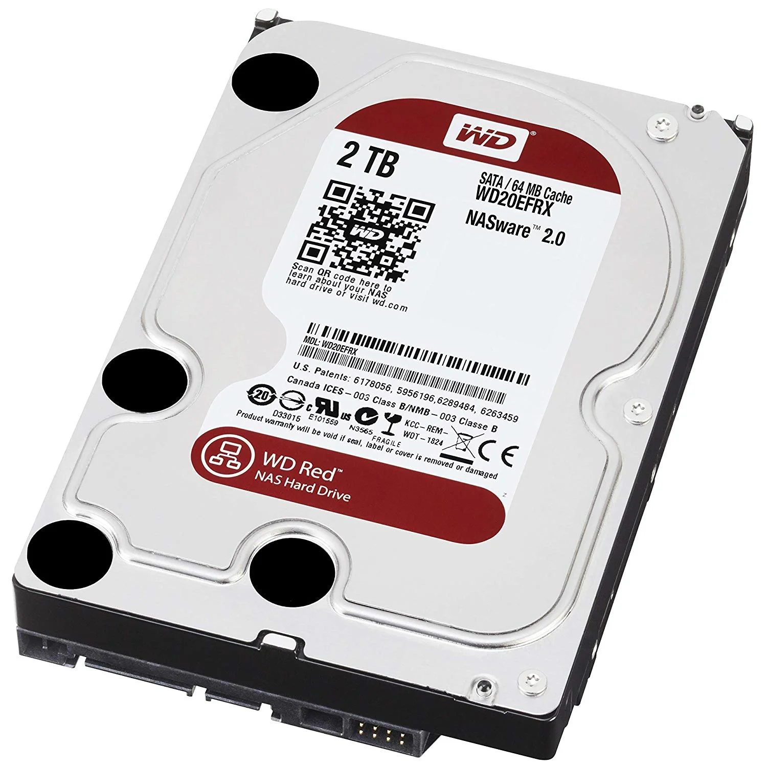 WD WD20EFRX WD Red WD20EFRX 2 TB 3.5" Internal Hard Drive - SATA - 64 MB Buffer - 1 Pack