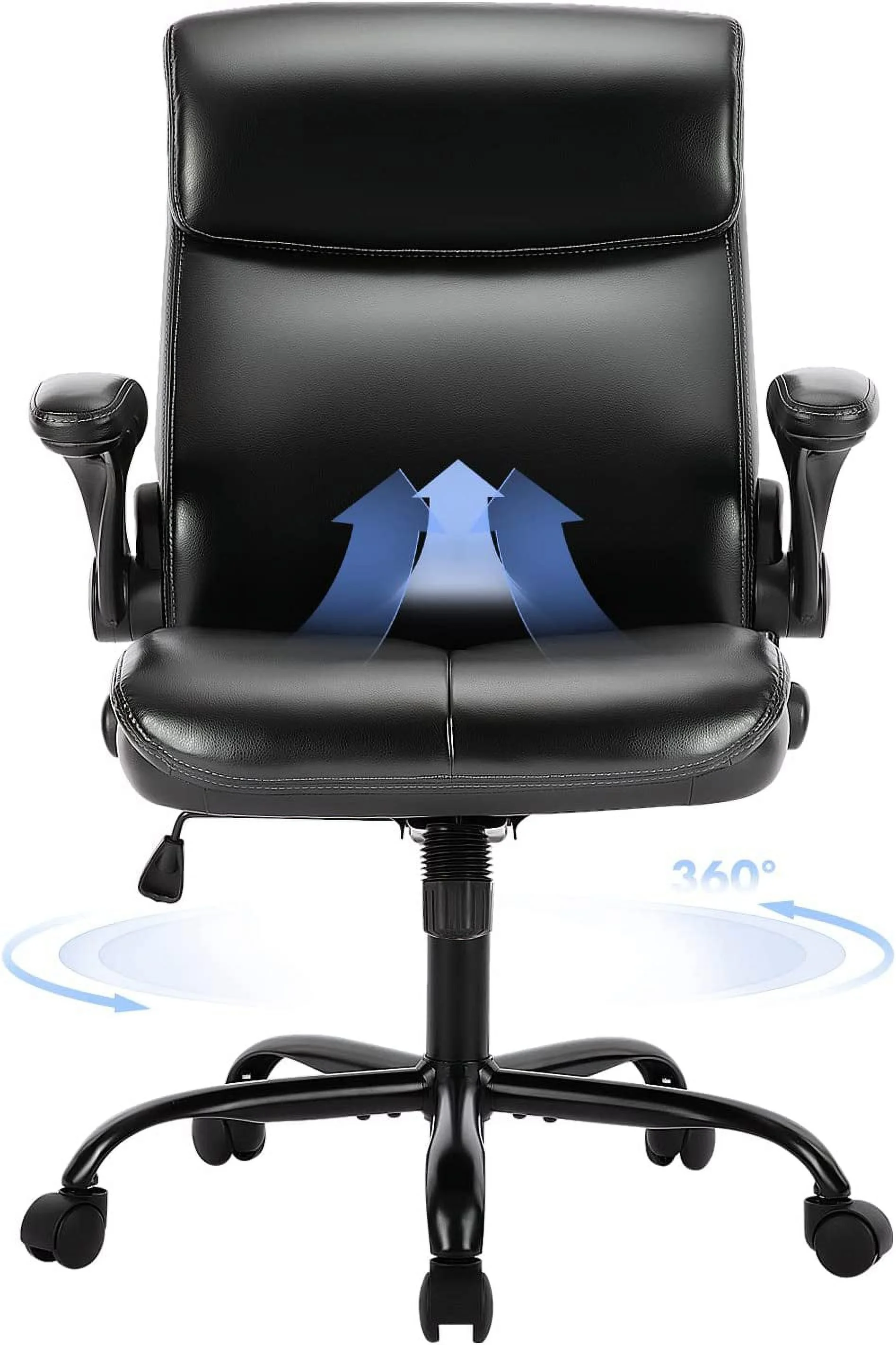 Popular Office Chair  Executive Home Office Computer Desk Chair  Ergonomic Leather Chair for Lumbar Support and Comfort  Adjustable Height and Tilt  Swivel Rolling Task Chair for Work  St