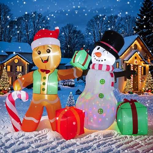 COOLWUFAN 6 FT Christmas Inflatables Santa Claus with Gifts Bag, Christmas Inflatables Outdoor Decorations, Built-in LED Lights Holiday Blow Up Yard Decoration Clearance for Yard, Holiday, Parties