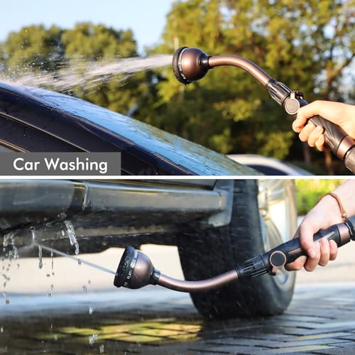 RESTMO Watering Wand Heavy Duty, Metal Garden Hose Wand with 10 Spray Patterns, 15-Inch Long Hose Nozzle Sprayer with Thumb Flow Control, Ideal to Water Hanging Baskets and Shrubs
