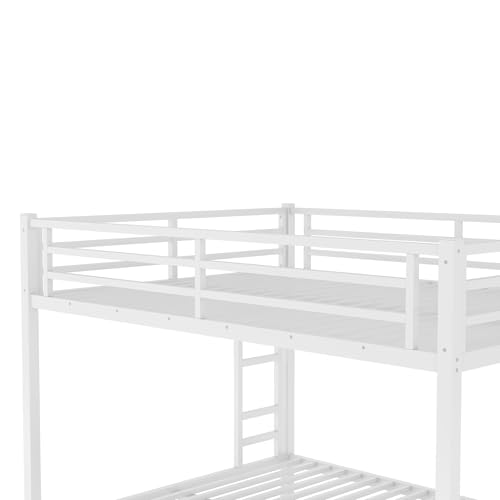 Heavy Duty Bunk Bed Frame with Ladder, Twin XL Over Twin XL Bunk Beds with Safety Guardrails, Adults Bunk Beds with Noise-Reducing Rubber Stoppers, Easy Assemble, Black