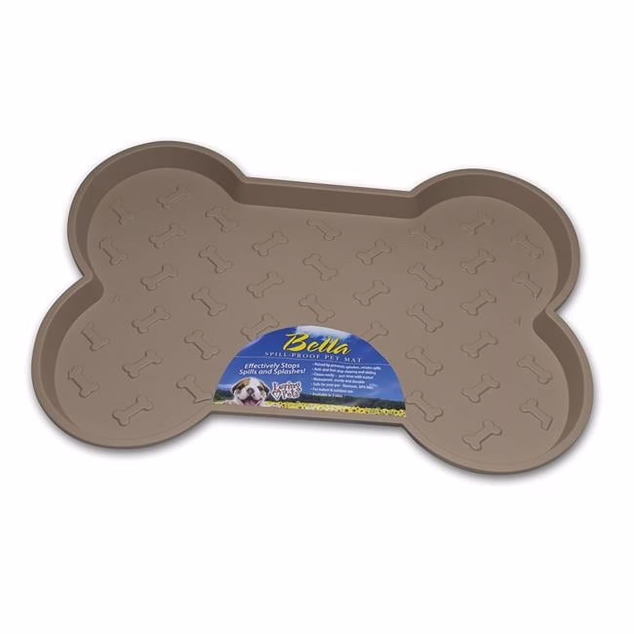 Loving Pets Bella Spill Proof Dog Mat, Non-Toxic & Anti-Skid, Gray