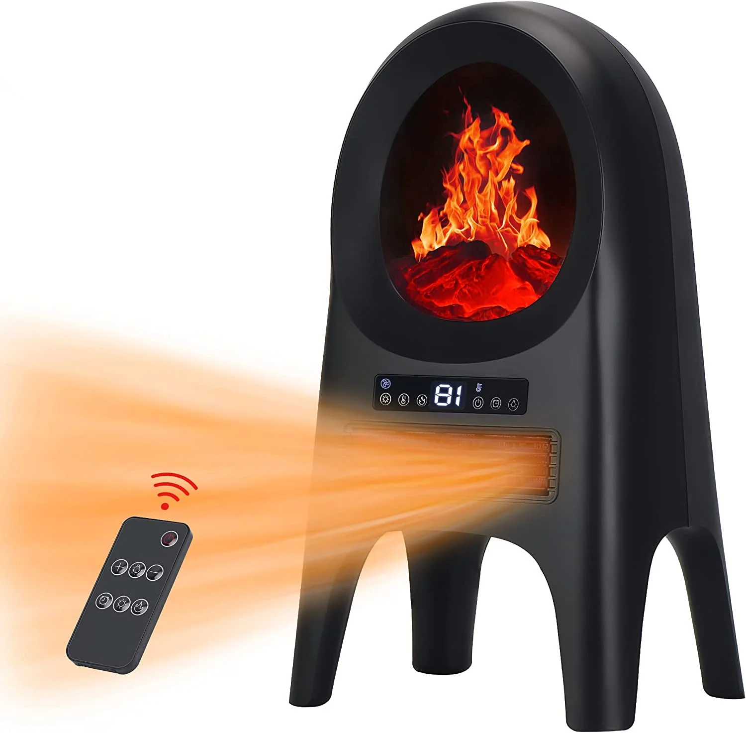 Space Heater for Large Room, 1500W Fast Heating Ceramic Electric Heater with Thermostat, Oscillation, 1-8H Timer, Overheating & Tip-Over Protection, Portable Heater for Home, Office (Black)