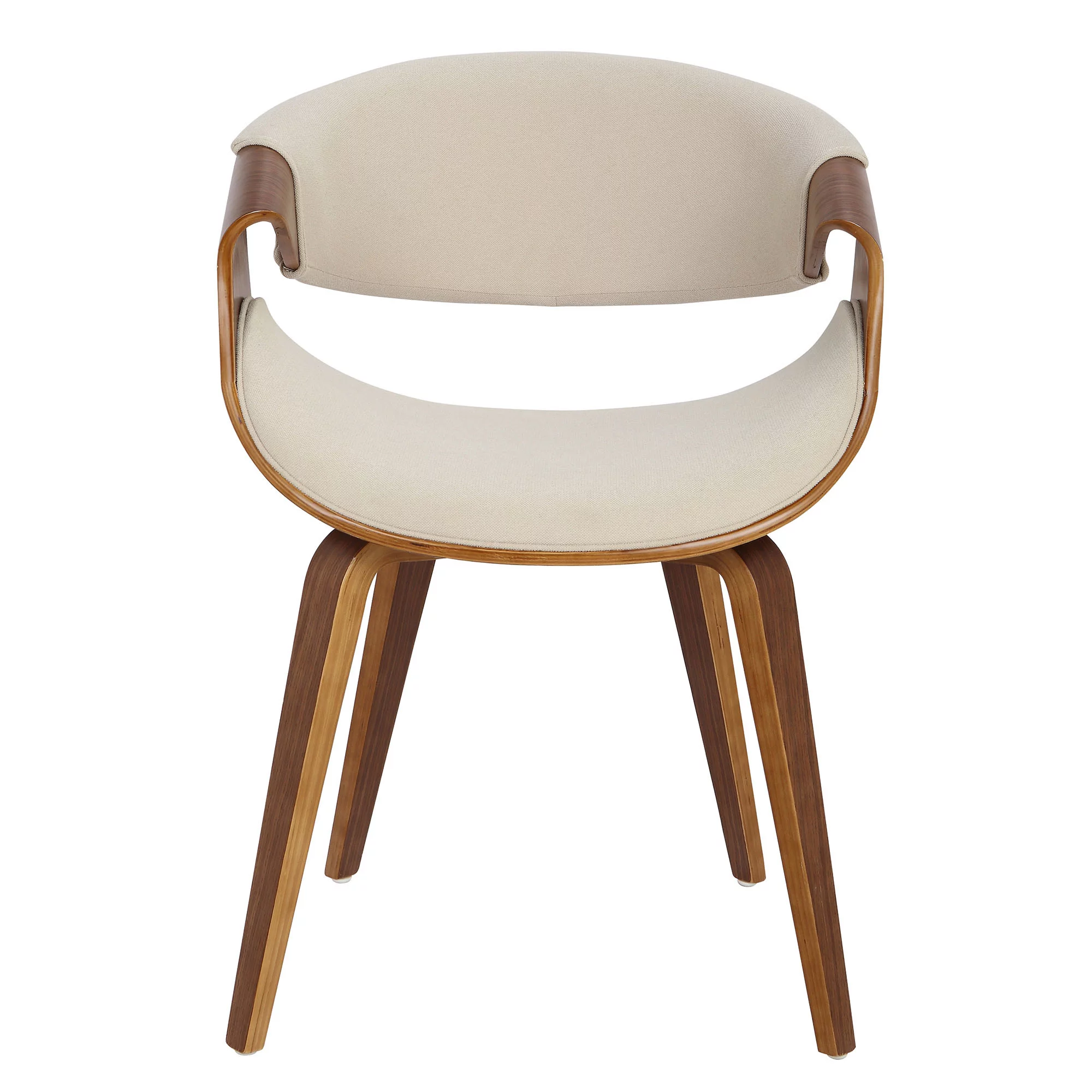 Curvo Mid-Century Modern Dining/Accent Chair in Walnut and Cream Fabric by LumiSource