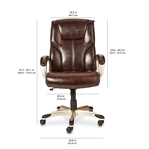 Amazon Basics Executive High Back Office Desk Chair, Adjustable Height, Tilt, Swivel, one Size, Black/Silver