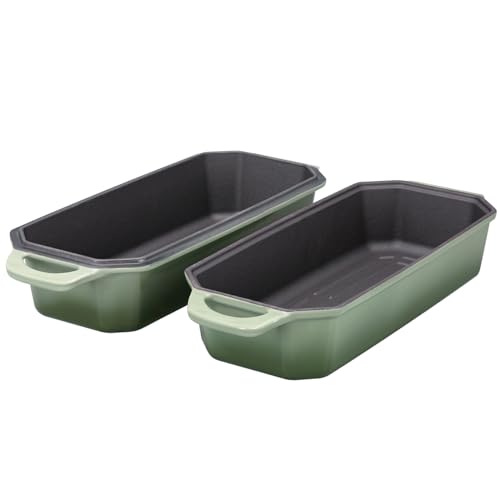 Bread Pan Cast Iron Loaf Pan with Lid Bread Loaf Pan 9x5 Inch Loaf Pan Enameled Cast Iron Sourdough Loaf Pan, DarkCyan