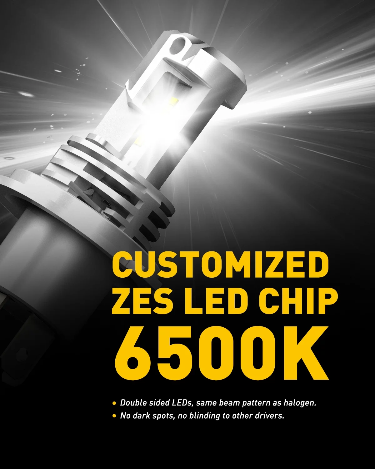 AUXITO H4 9003 HB2 LED Headlight Bulbs, 12000LM Per Set 6500K Xenon White for High and Low Beam Hi/Lo, Pack of 2