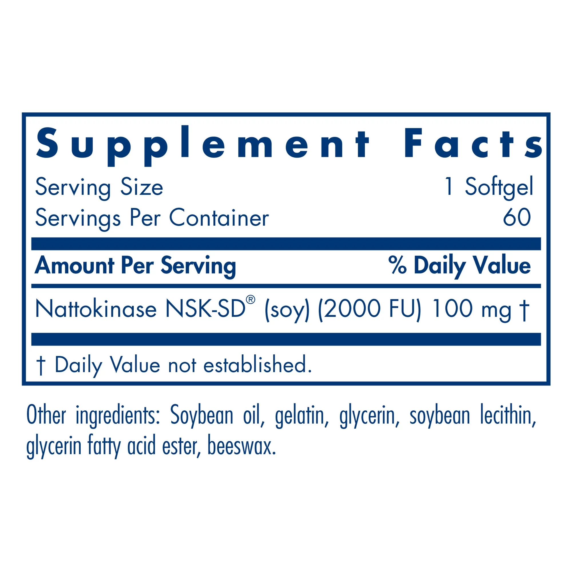 Allergy Research Group - Nattokinase NSK-SD 100mg - Cardiovascular/Circulatory Health - 60 Softgels