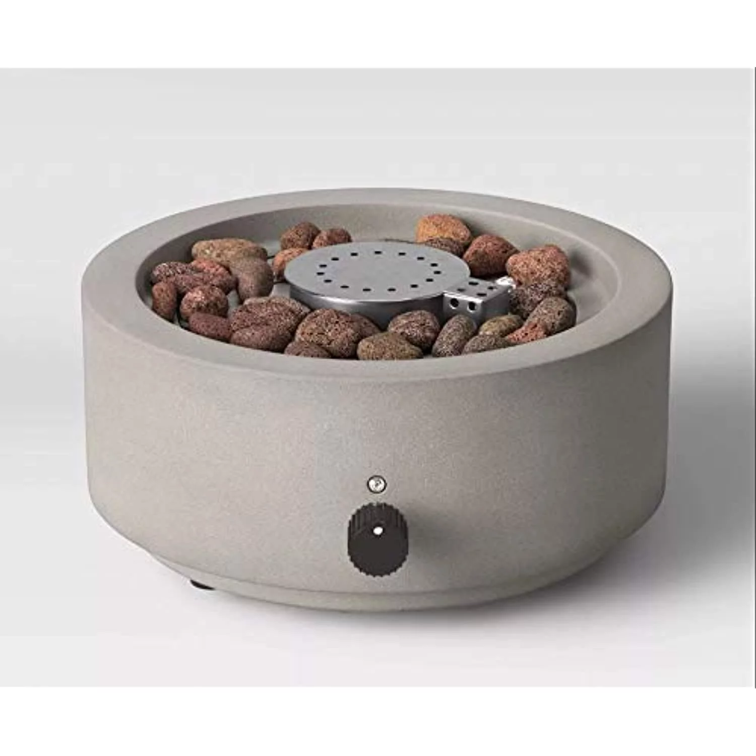 Project 62 Round Pipestone Patio Tabletop LP Fireplace with an Umbrella Hole, 10 Inches, Gray