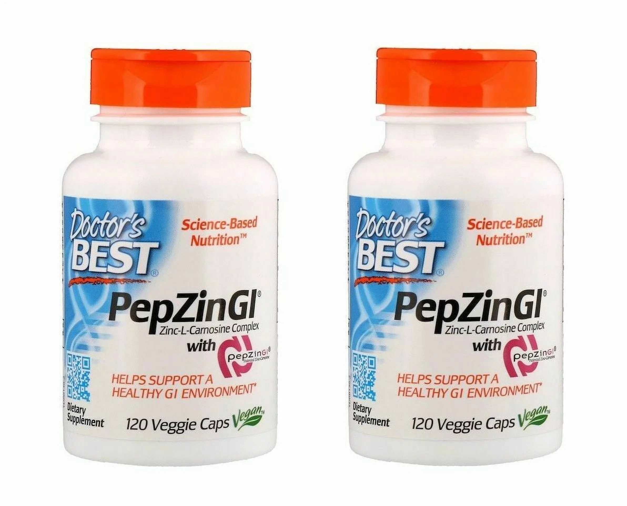 Doctor's Best - PepZin Gl, Zinc-L-Carnosine Complex, 120 Veggie Capsules - 2 Packs
