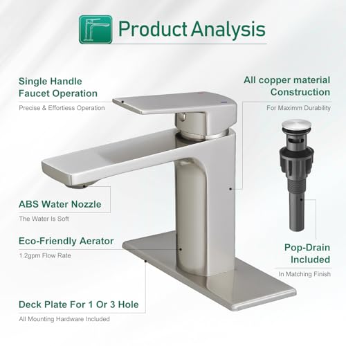 VOTON Vessel Sink Faucet Matte Black Tall Bathroom Faucet Single Handle Vanity Bathroom Sink Faucet 1 Hole Basin Mixer Tap with Water Supply Hose and Pop Up Sink Drain