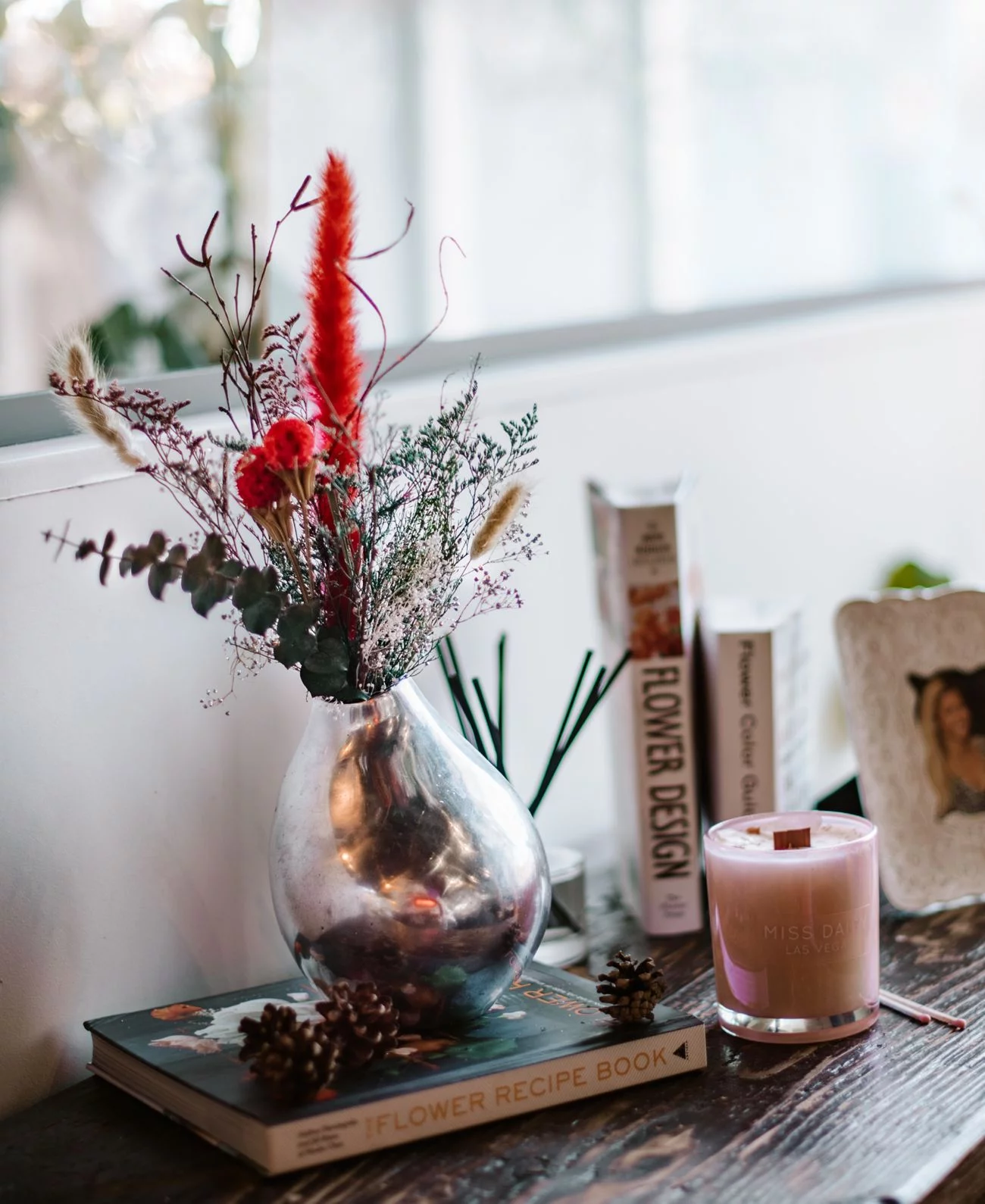 Miss Daisy Small Dried Floral Bouquet Red