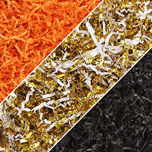 LOMIMOS 300g/10.6oz Christmas Crinkle Cut Paper Shred Filler,Red Green Gold Raffia Paper Shred Filler Grass for Xmas Gift Wrapping Craft DIY Packaging Filling Party Decoration